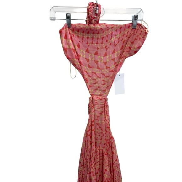 NWT MISA Los Angeles $510 Dalia Cutout Halter Chiffon Maxi Dress in Septima Geo - Picture 4 of 8